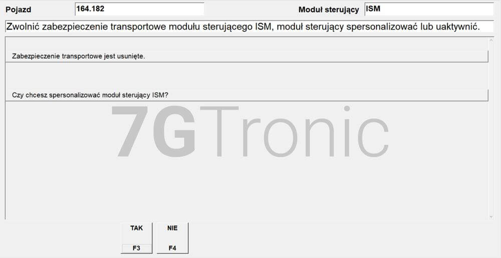 Xentry DAS Procedura zwolnienia zabezpieczenia transportowego modułu ISM